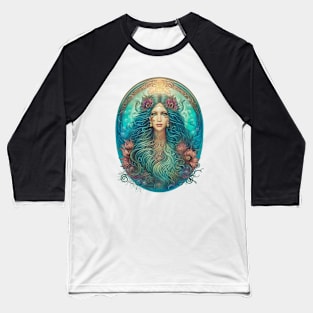 Flower Mermaid Fantasy Baseball T-Shirt